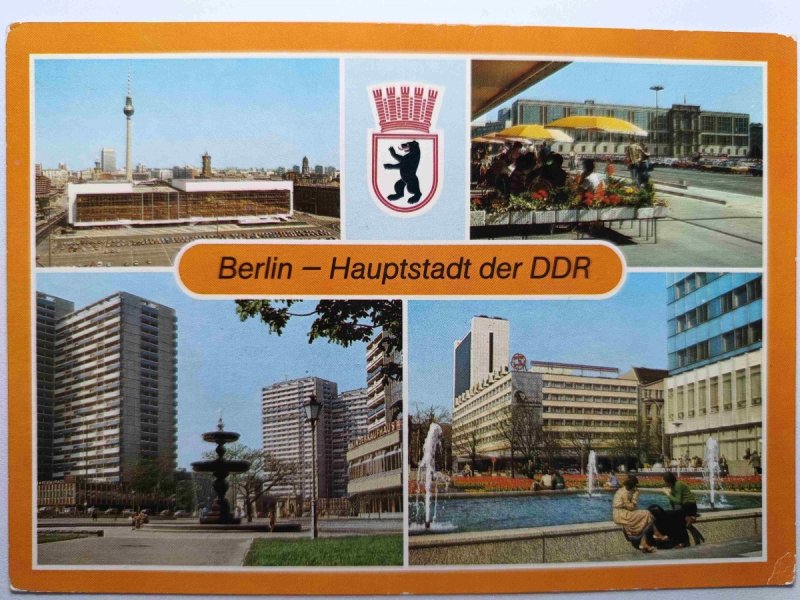 BERLIN. HAUPTSTADT DER DDR KOLAŻ 4 ZDJĘĆ PLUS HERB