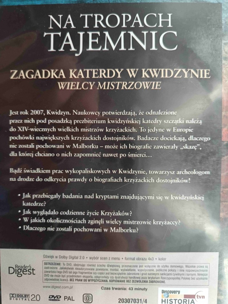 DVD. NA TROPACH TAJEMNIC – ZAGADKA KATEDRY W KWIDZYNIE WIELCY MISTRZOWIE