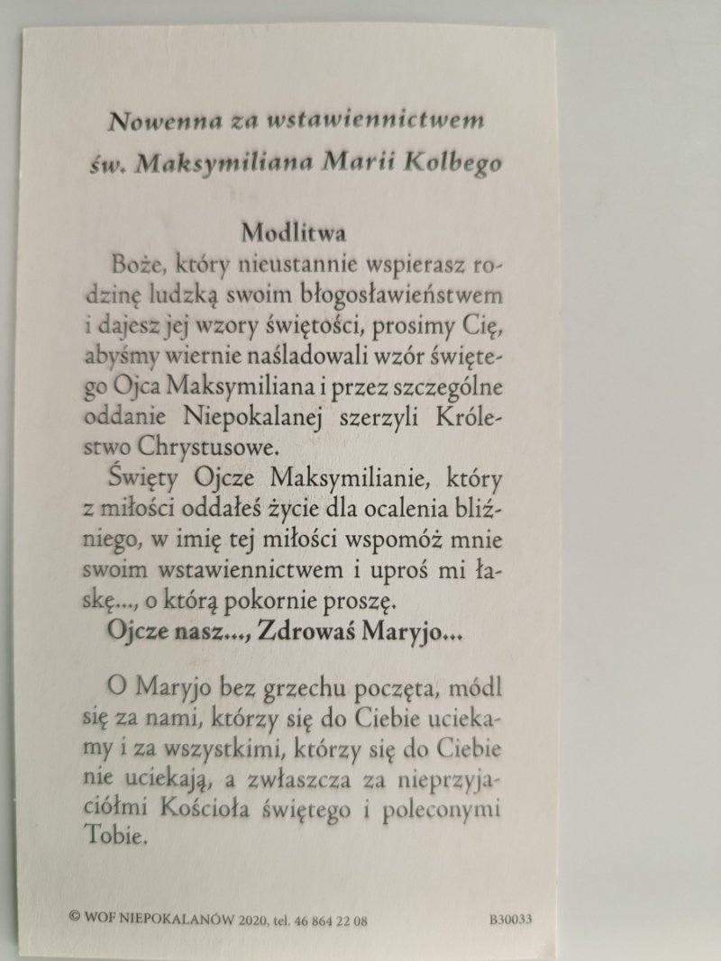 ŚWIĘTY MAKSYMILIAN M. KOLBE