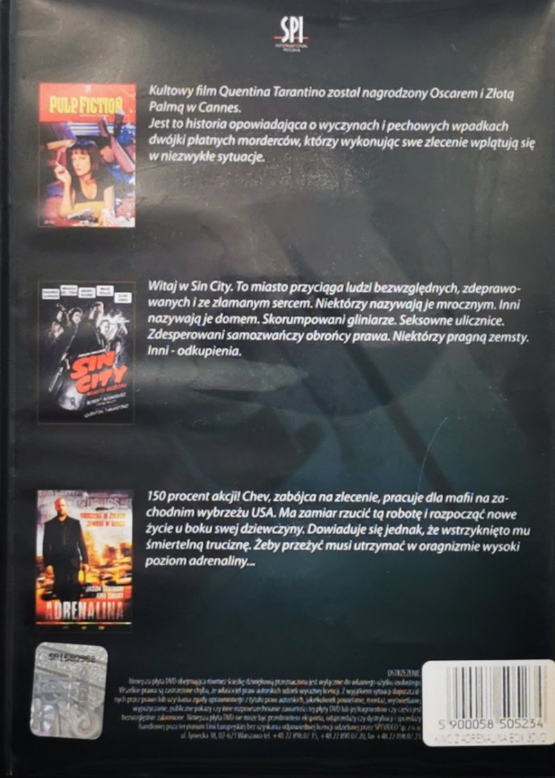 DVD. KINO Z ADRENALINĄ (SIN CITY, PULP FICTION, ADRENALINA)