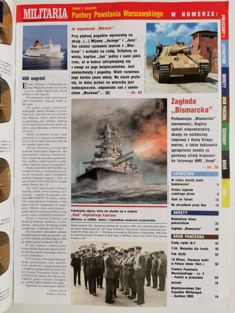 MILITARIA XX WIEKU NR 4 (7) LIPIEC-SIERPIEŃ 2005 BEZ PŁYTY CD