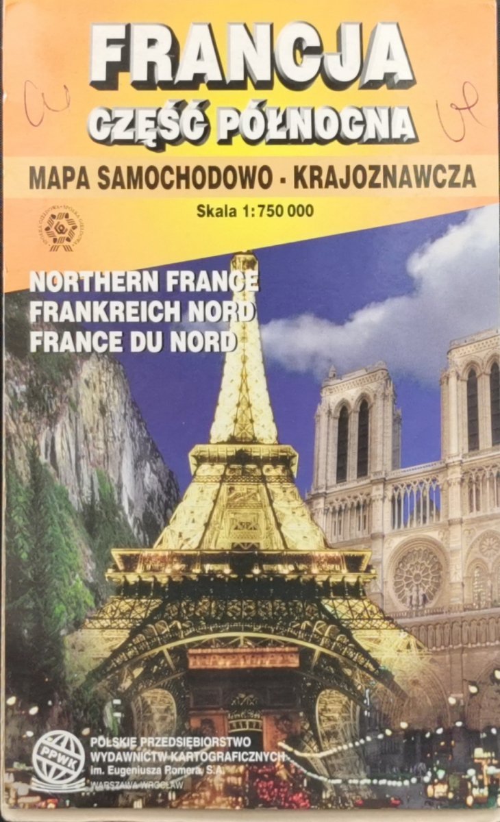 FRANCJA CZĘŚĆ PÓŁNOCNA. SKALA 1:750 000