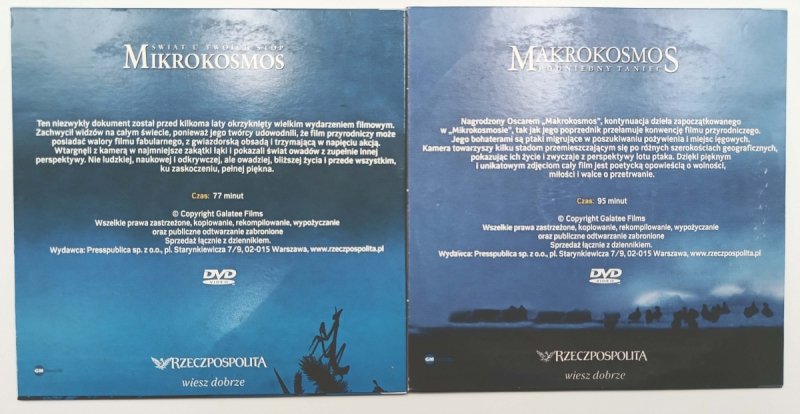 DVD. Z FILMOTEKI PRZYRODNIKA 1 I 2. MIKROKOSMOS