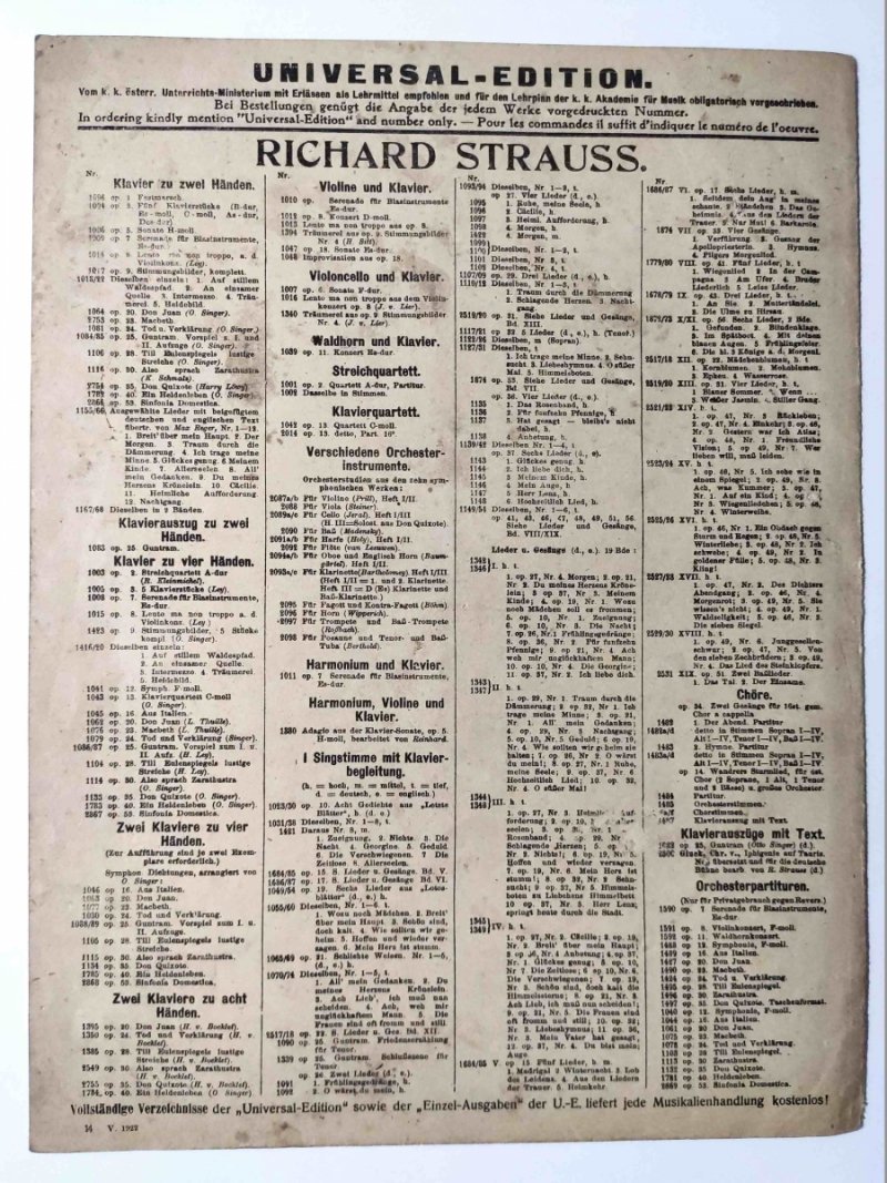 NO 5448C OP. 32 NO. 1 1922 - R. Strauss