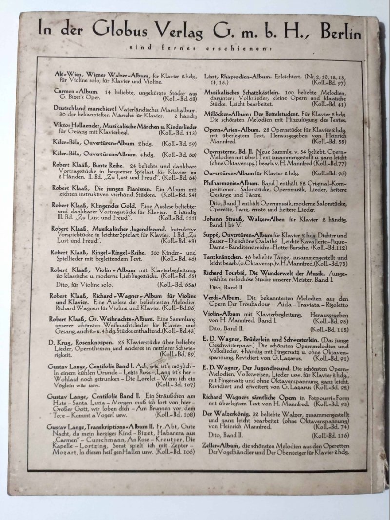 OUVERTUREN FUR KLAVIER ZWEIHANDIG OK. 1930