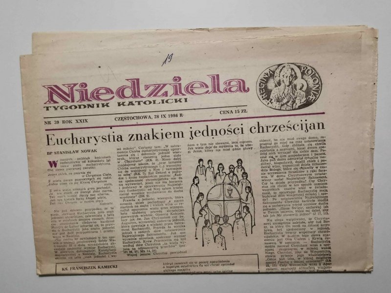 NIEDZIELA NR 39 ROK XXIX CZĘSTOCHOWA, 28 IX 1986 r.