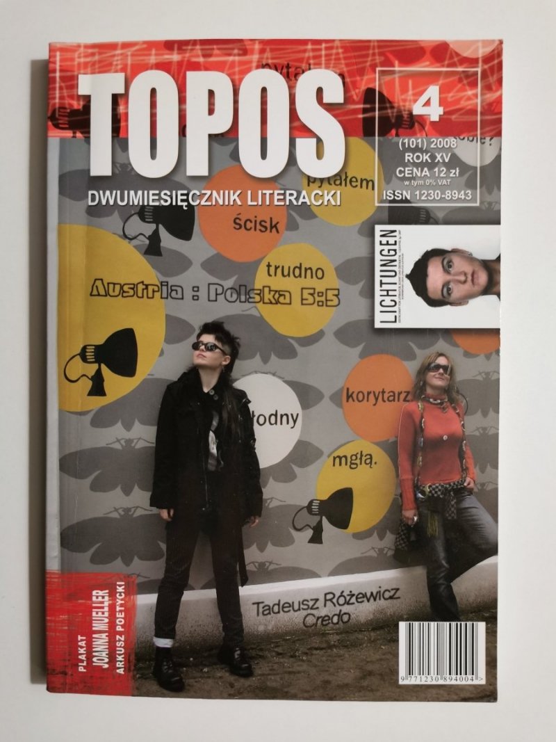 TOPOS DWUMIESIĘCZNIK LITERACKI NR 4 (101) 2008 ROK XV 