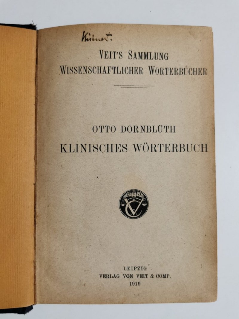 KLINISCHES WORTERBUCH - Otto Dornbluth 1919