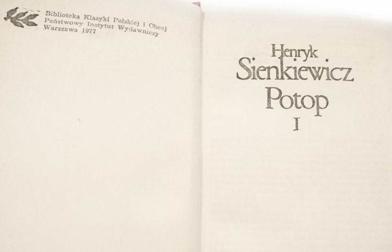 POTOP TOM 1 - Henryk Sienkiewicz 1977