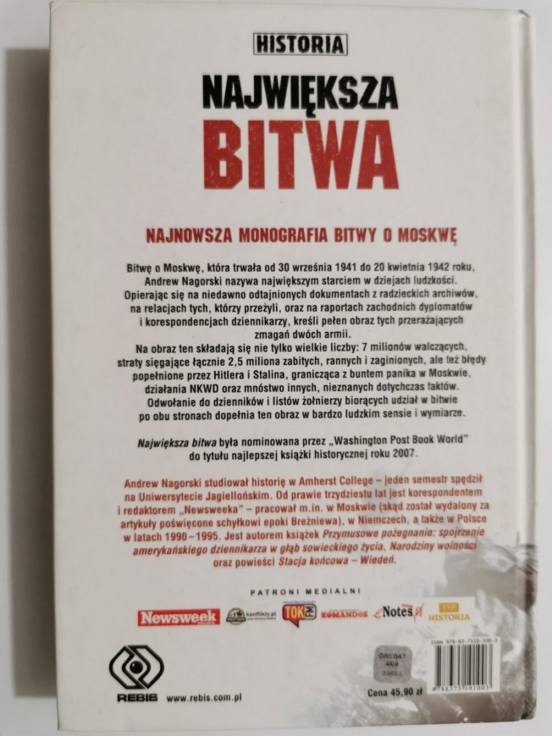 NAJWIĘKSZA BITWA MOSKWA 1941-1942 - Andrew Nagorski 2008