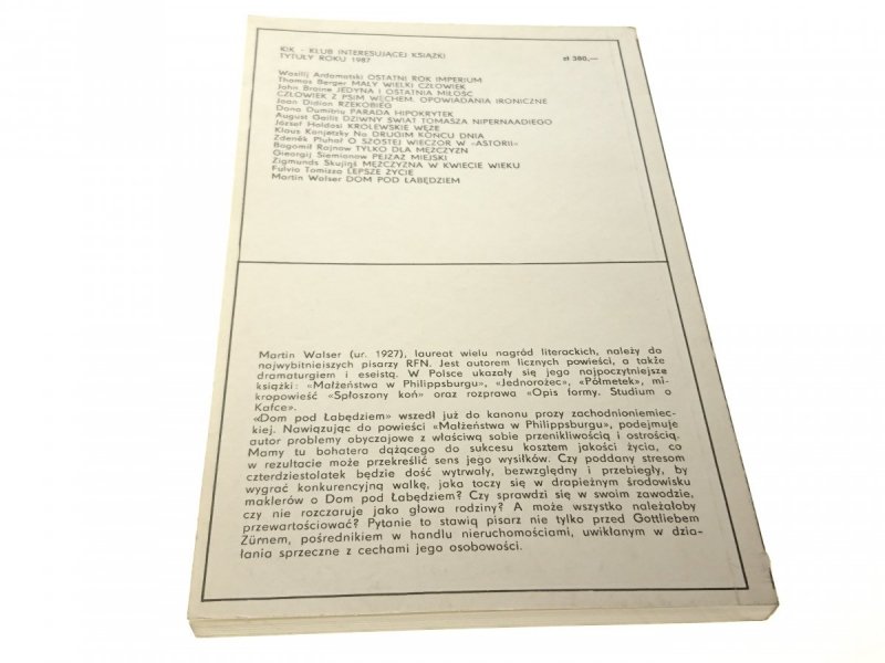 DOM POD ŁABĘDZIEM - Martin Walser 1987