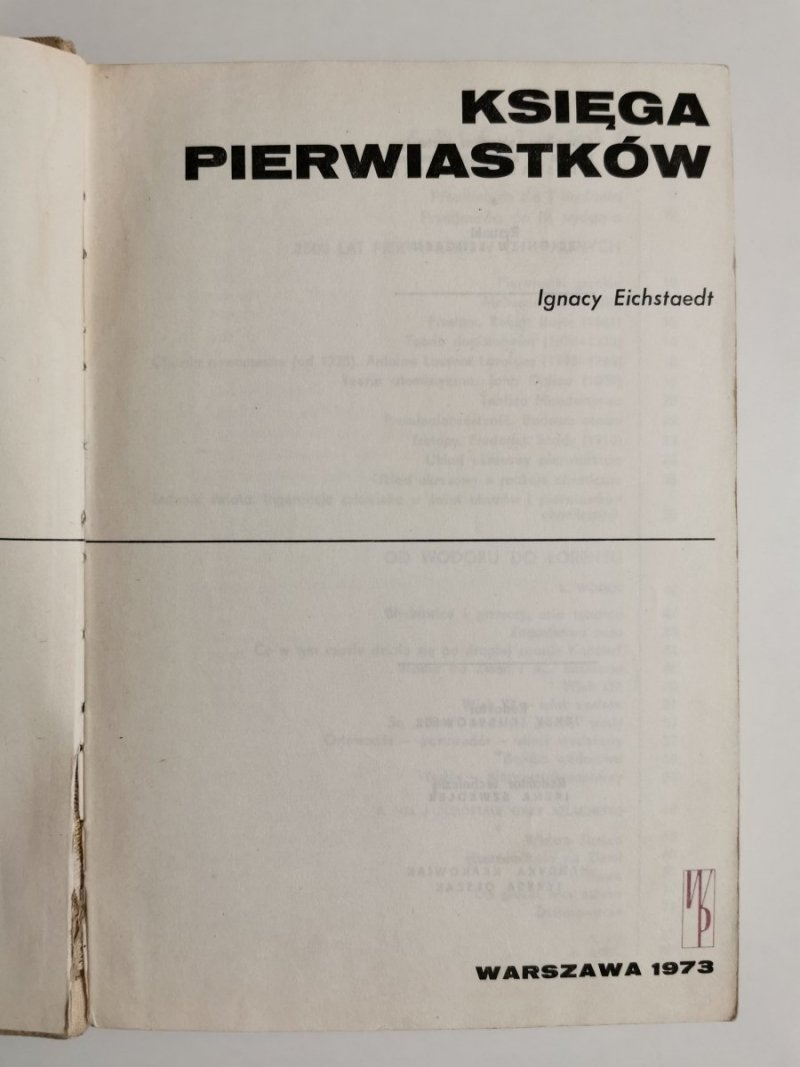 KSIĘGA PIERWIASTKÓW - Ignacy Eichstaedt 1973