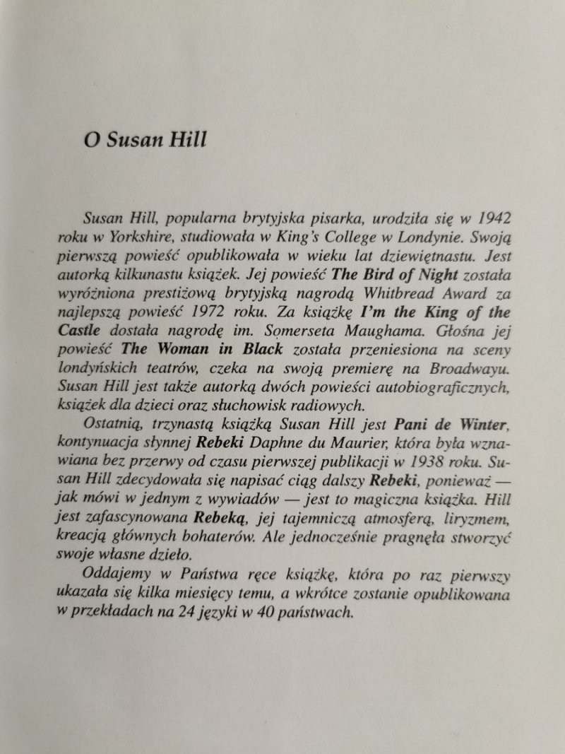 PANI DE WINTER - Susan Hill 