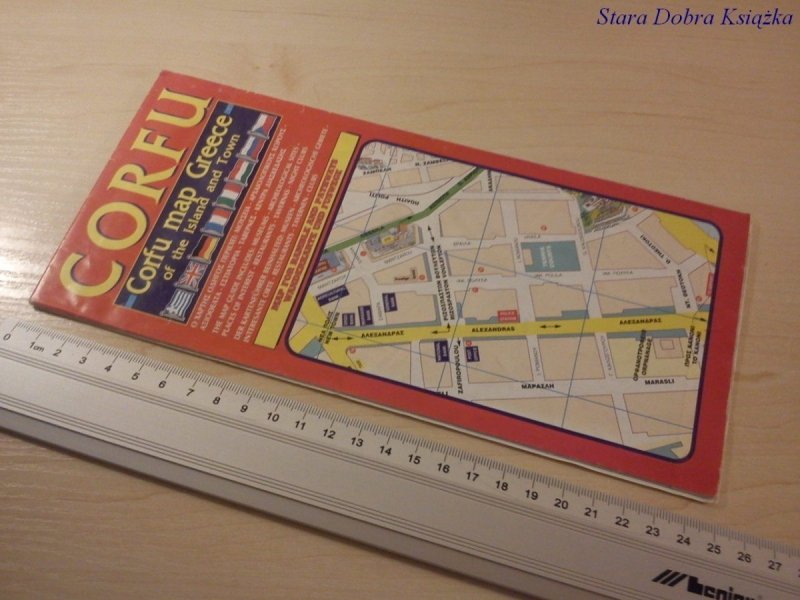 CORFU. MAP GREECE OF THE ISLAND AND TOWN