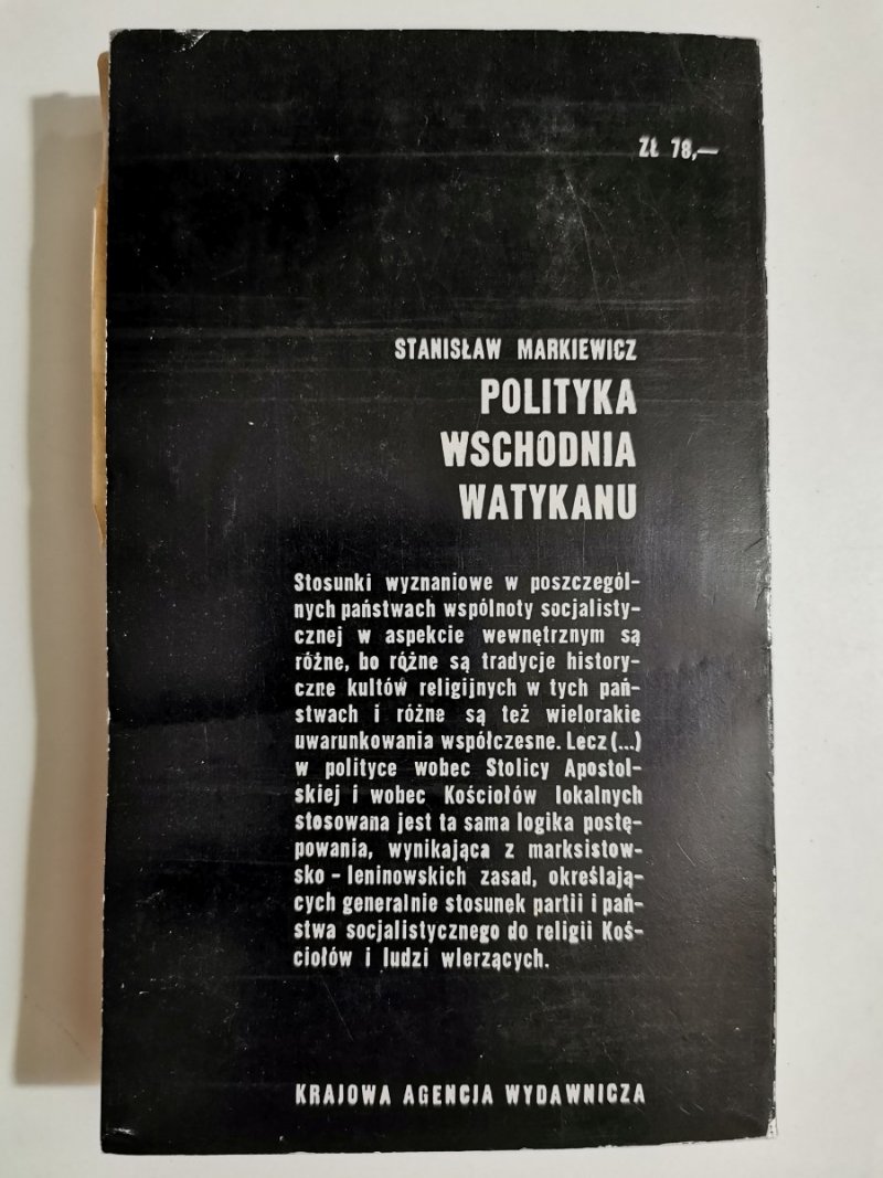 POLITYKA WSCHODNIA WATYKANU - Stanisław Markiewicz 1982