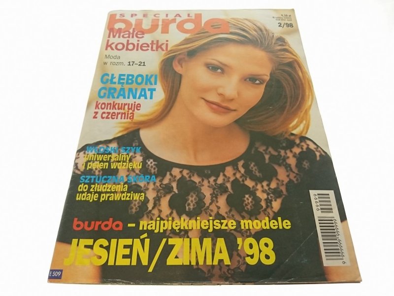 BURDA NR 2/98 GŁĘBOKI GRANAT KONKURUJE Z CZERNIĄ