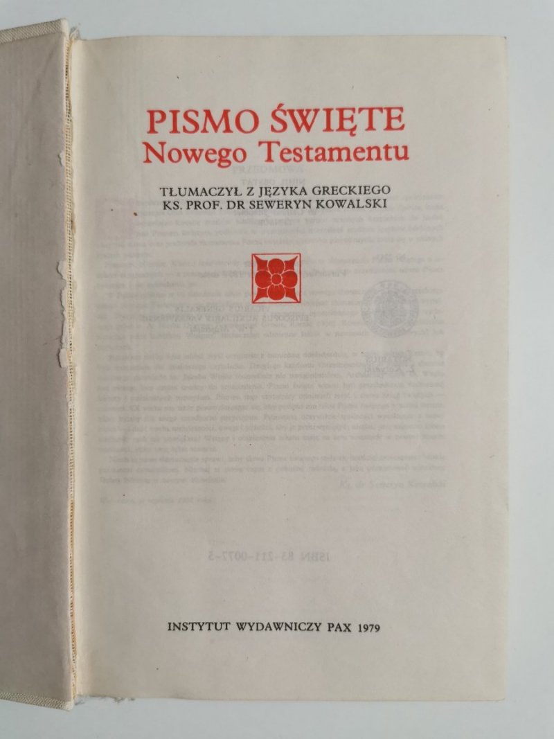 PISMO ŚWIĘTE NOWEGO TESTAMENTU 1979