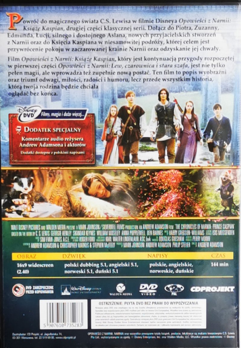 DVD. OPOWIEŚCI Z NARNII. KSIĄŻĘ KASPIAN