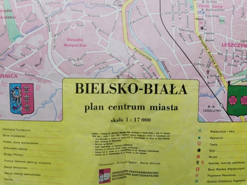BIELSKO-BIAŁA I OKOLICE 1: 85 000 PLAN CENTRUM MIASTA 1: 17 000 