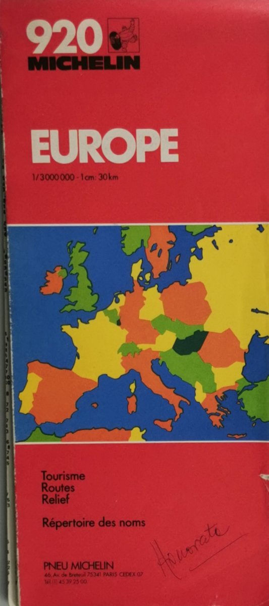 EUROPE 1/3000 000 TOURISME ROUTES RELIEF