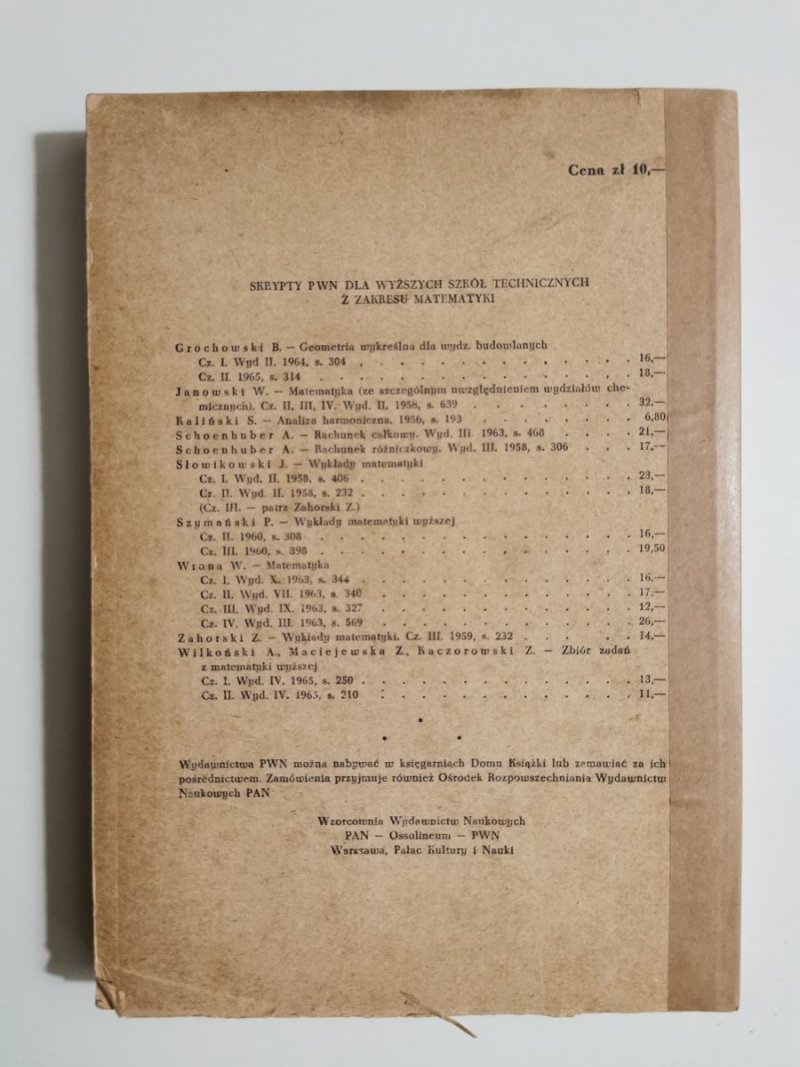 KURS PRZYGOTOWAWCZY Z MATEMATYKI NA WYŻSZE UCZELNIE 1966