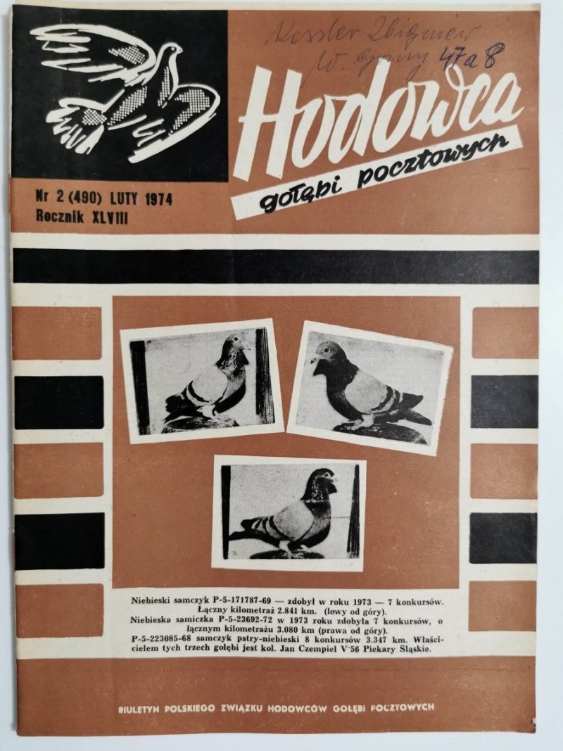 HODOWCA GOŁĘBI POCZTOWYCH NR 2 1974