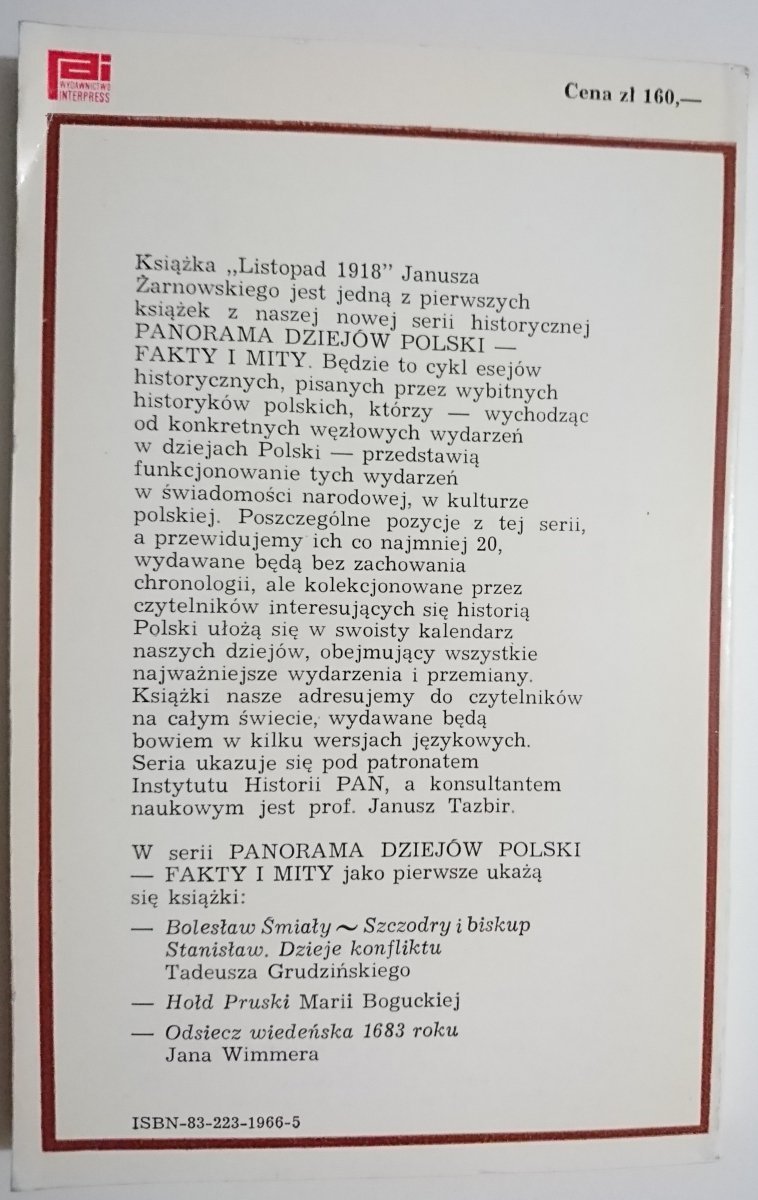 LISTOPAD 1918 - Janusz Żarnowski 1982
