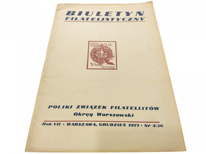 BIULETYN FILATELISTYCZNY ROK VII GRUDZIEŃ 1971