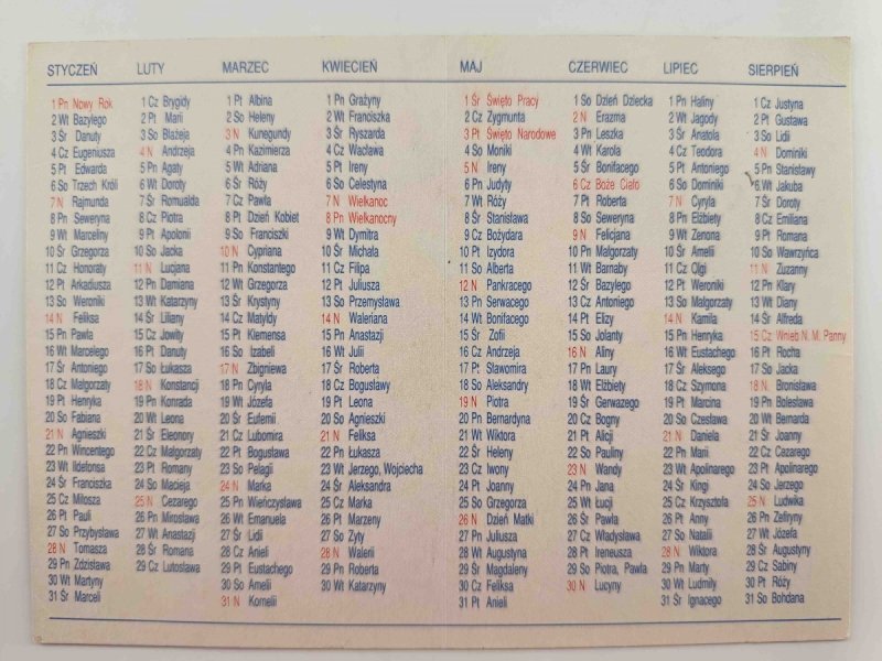 KALENDARZ 1996 PKO