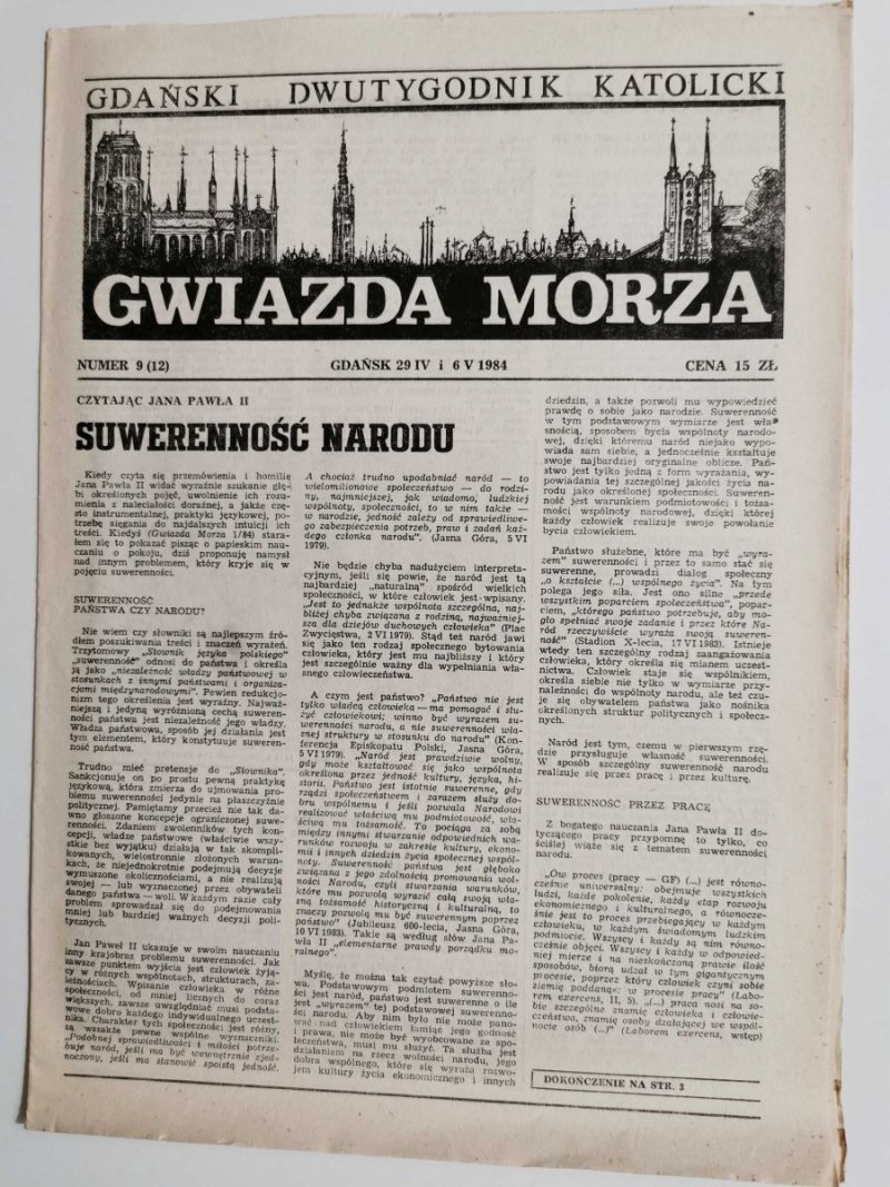 GWIAZDA MORZA NUMER 9 (12) GDAŃSK 29 IV i 6 V 1984