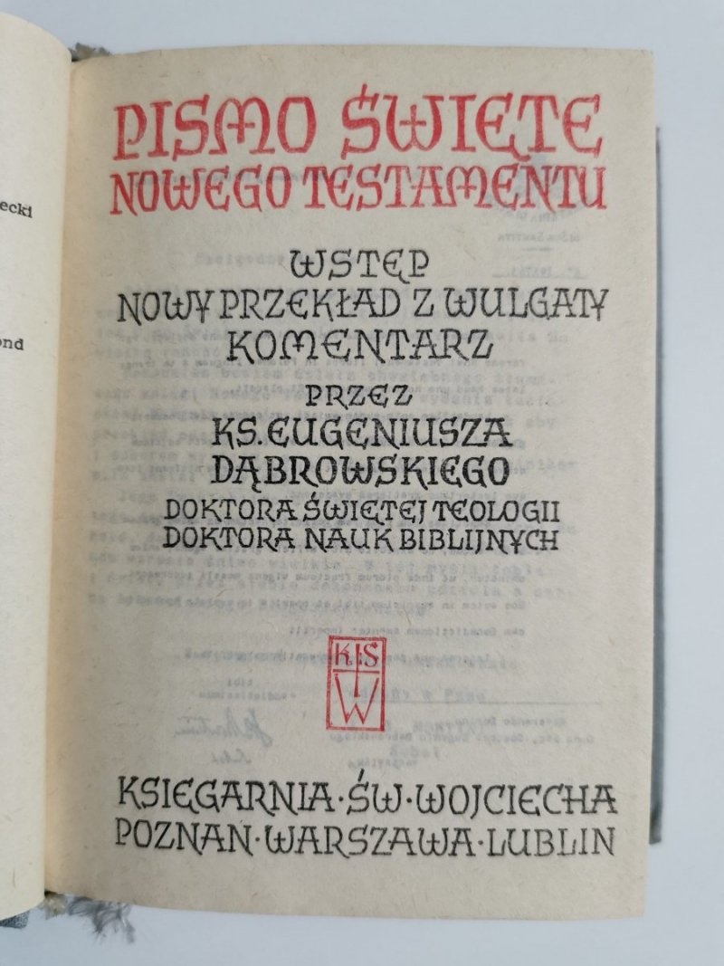 PISMO ŚWIĘTE NOWEGO TESTAMENTU 1965