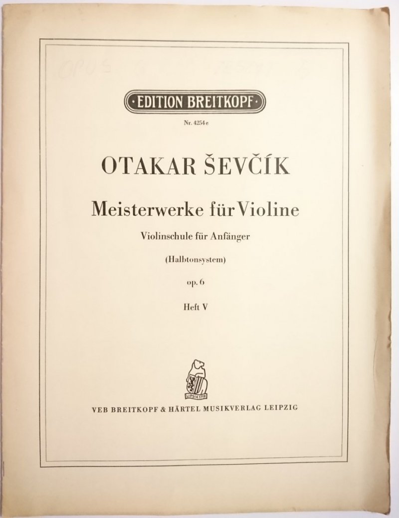 MEISTERWERKE FUR VIOLINE. OP.6 HEFT V - Otakar Śevćik 