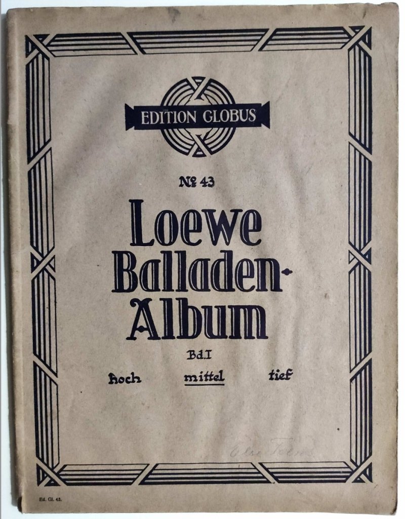 LOEWE BALLADEN ALBUM NO 43 DB. I OK. 1915