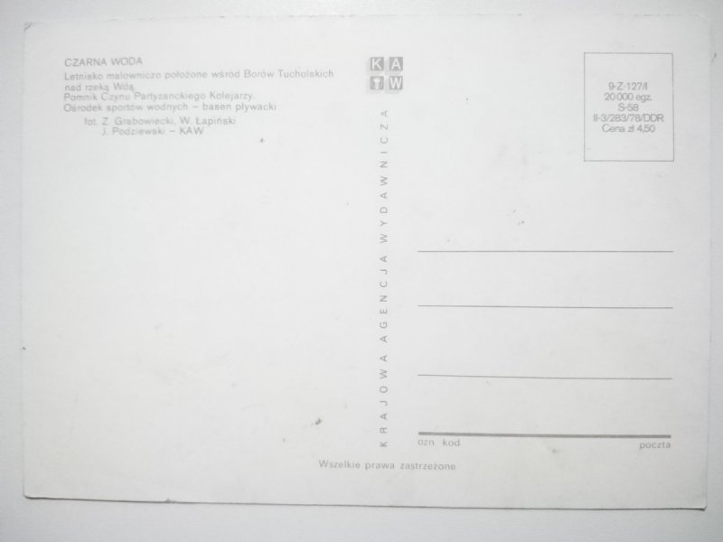 CZARNA WODA. LETNISKO, POMNIK CZYNU PARTYZANCKIEGO KOLEJARZY FOT. GRABOWIECKI I INNI