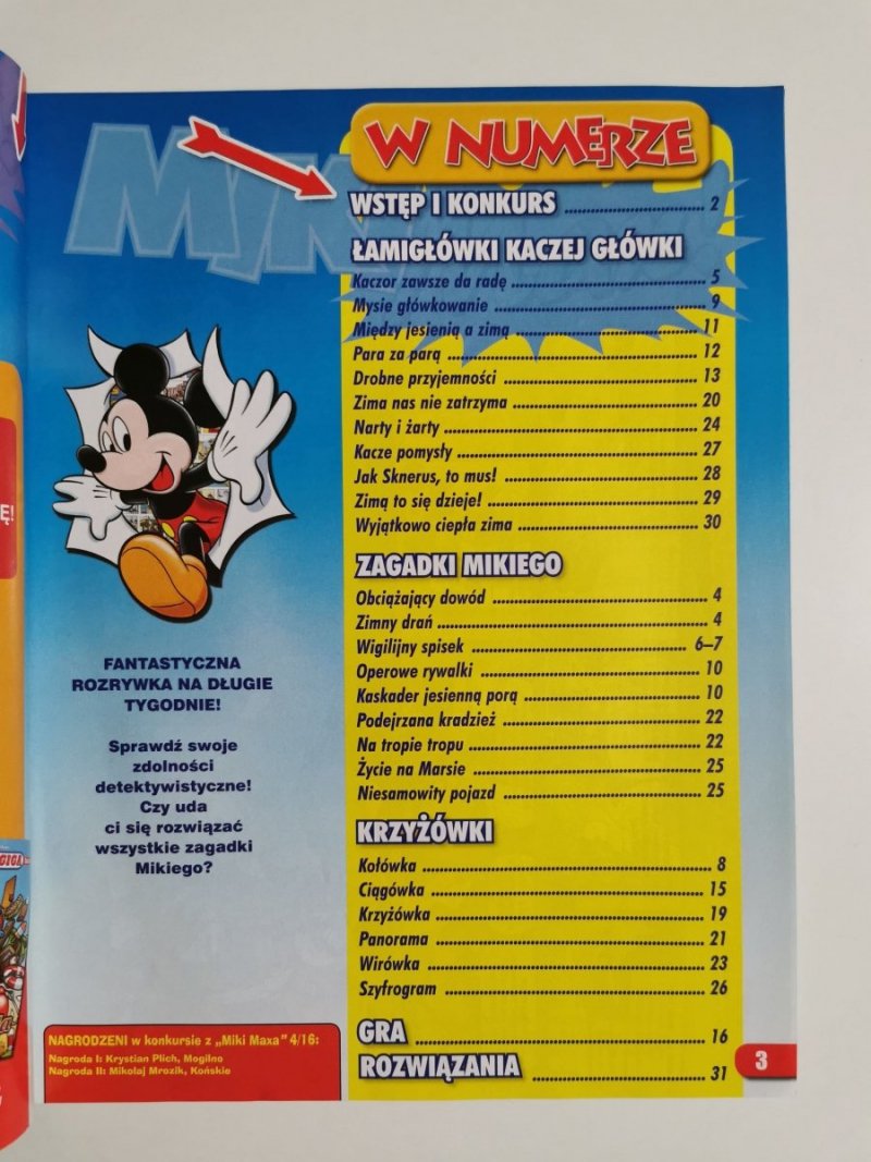 MIKI MAX! NR 1/2017 ŁAMIGŁÓWKI KRZYŻÓWKI ZAGADKI MIKIEGO 