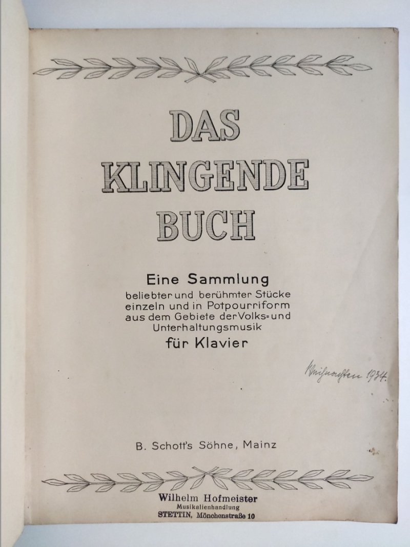 DAS KLINGENDE BUCH ~ 1934