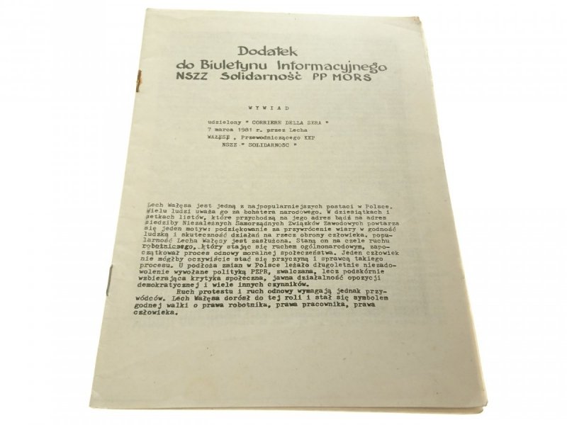 DODATEK DO BIULETYNU INFORMACYJNEGO NSZZ
