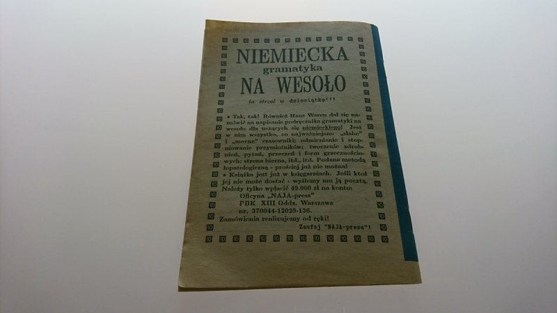 NIEMIECKI JEST... PRAKTYCZNY! NR 8/9 1994 PRZYIMKI