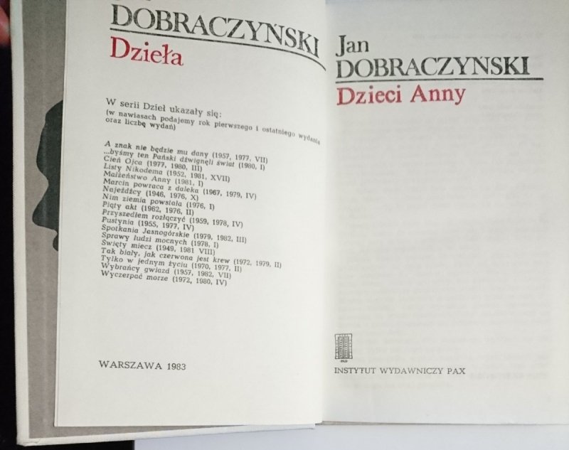 DZIECI ANNY - Jan Dobraczyński 1983