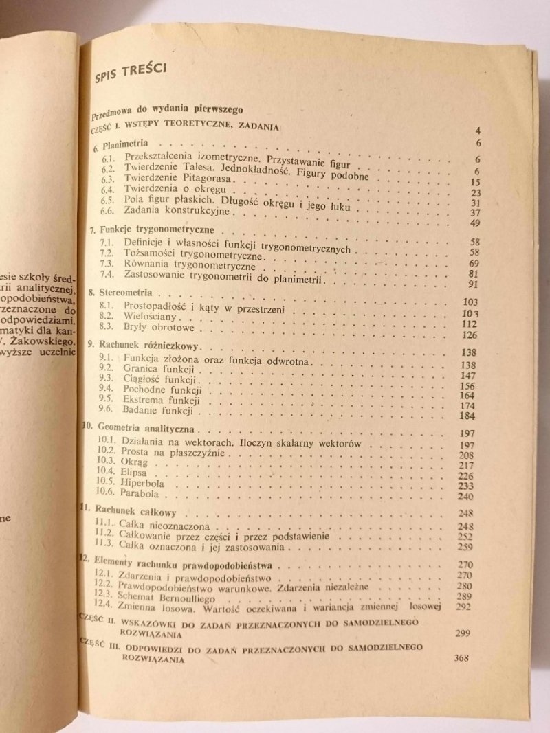 MATEMATYKA W ZADANIACH DLA KANDYDATÓW NA WYŻSZE UCZELNIE CZĘŚĆ 2 1987