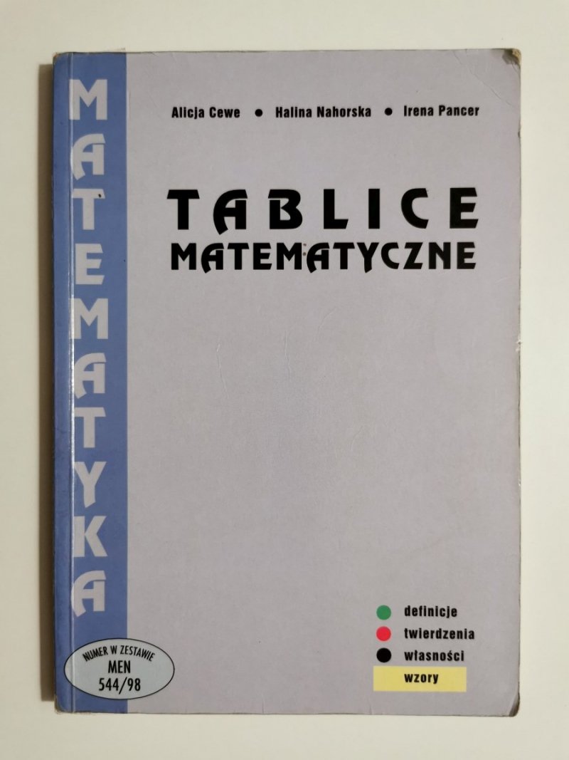 MATEMATYKA. TABLICE MATEMATYCZNE - Alicja Cewe 1998