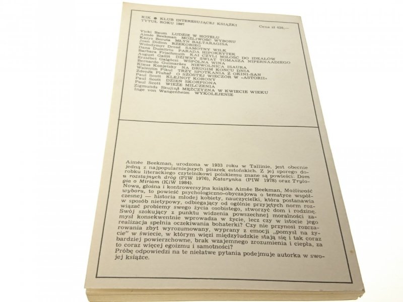 MOŻLIWOŚĆ WYBORU - Aimee Beekman 1987