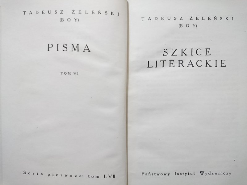 SZKICE LITERACKIE - Tadeusz Żeleński-Boy 1956