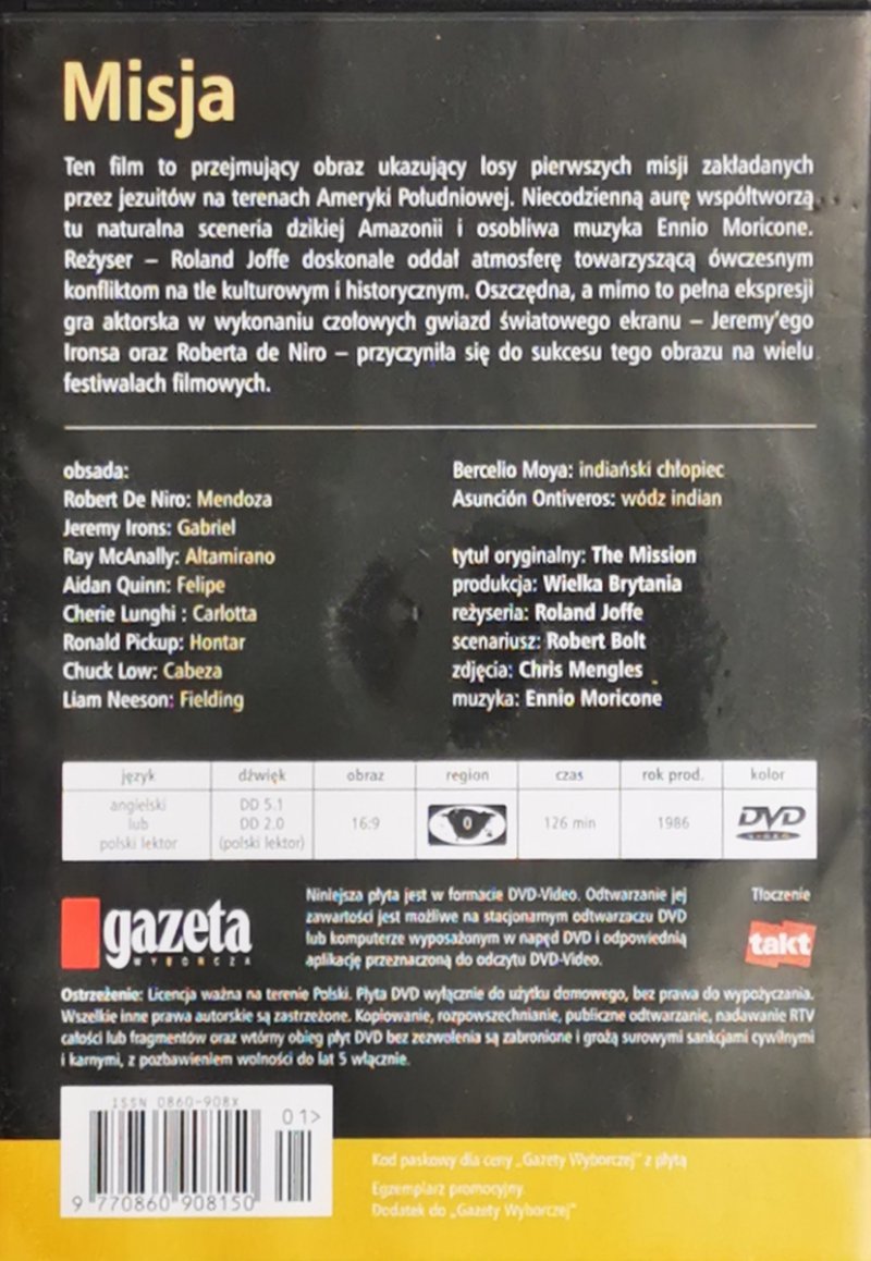 DVD. MISJA DE NIRO