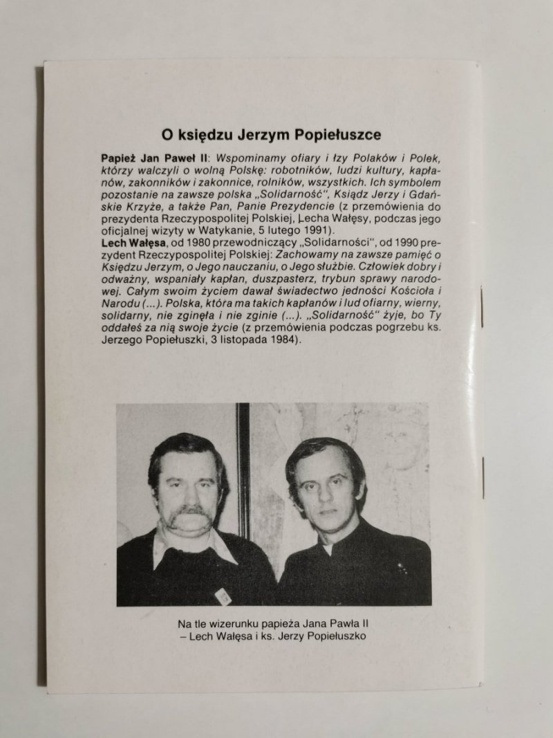 KSIĄDZ JERZY POPIEŁUSZKO. SYMBOL OFIAR KOMUNIZMU - Ks. Antoni Lewek 1998