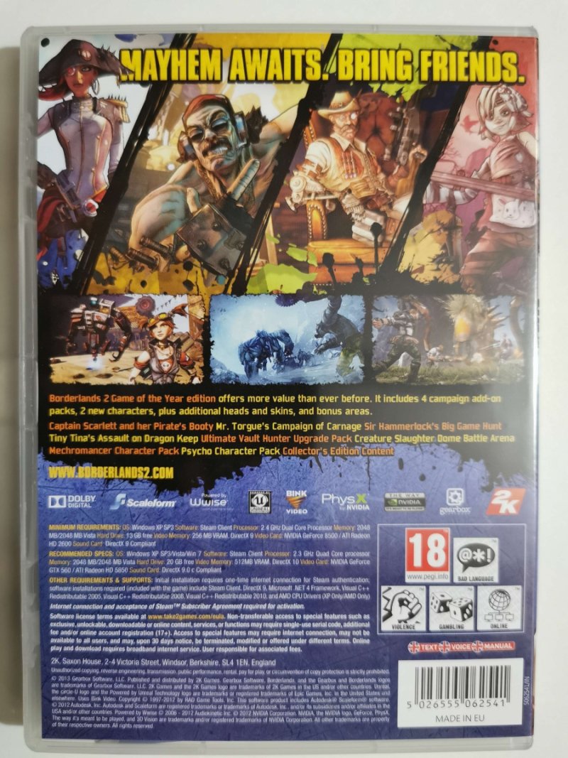 PC DVD-ROM BORDERLANDS 2 