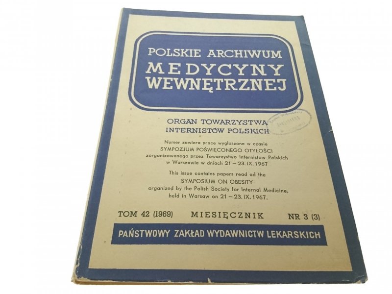 POLSKIE ARCHIWUM MEDYCYNY WEWNĘTRZNEJ TOM 42 1969