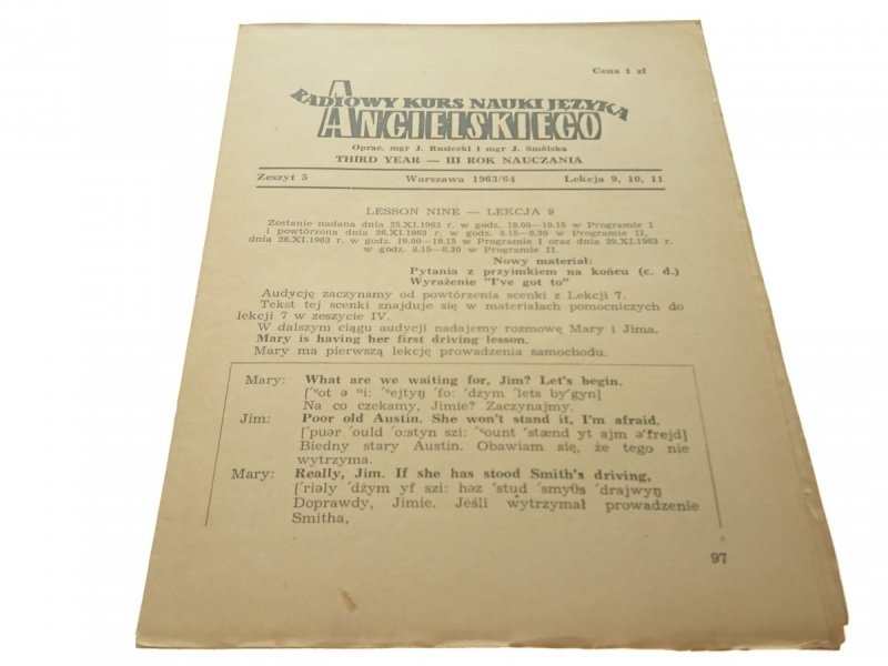 RADIOWY KURS NAUKI JĘZYKA ANGIELSKIEGO 3 III ROK