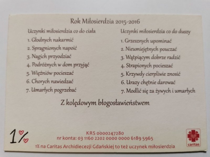 KARTA RELIGIJNA CARITAS. ROK MIŁOSIERDZIA 2015-2016