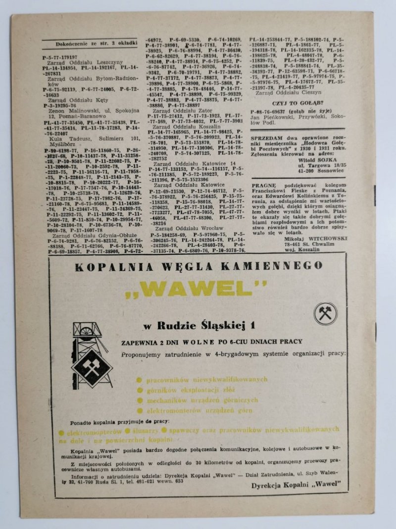HODOWCA GOŁĘBI POCZTOWYCH NR 6 1979